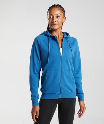 Gymshark Tränings Zip Hoodie Dam Blå | SE 2737PJJ